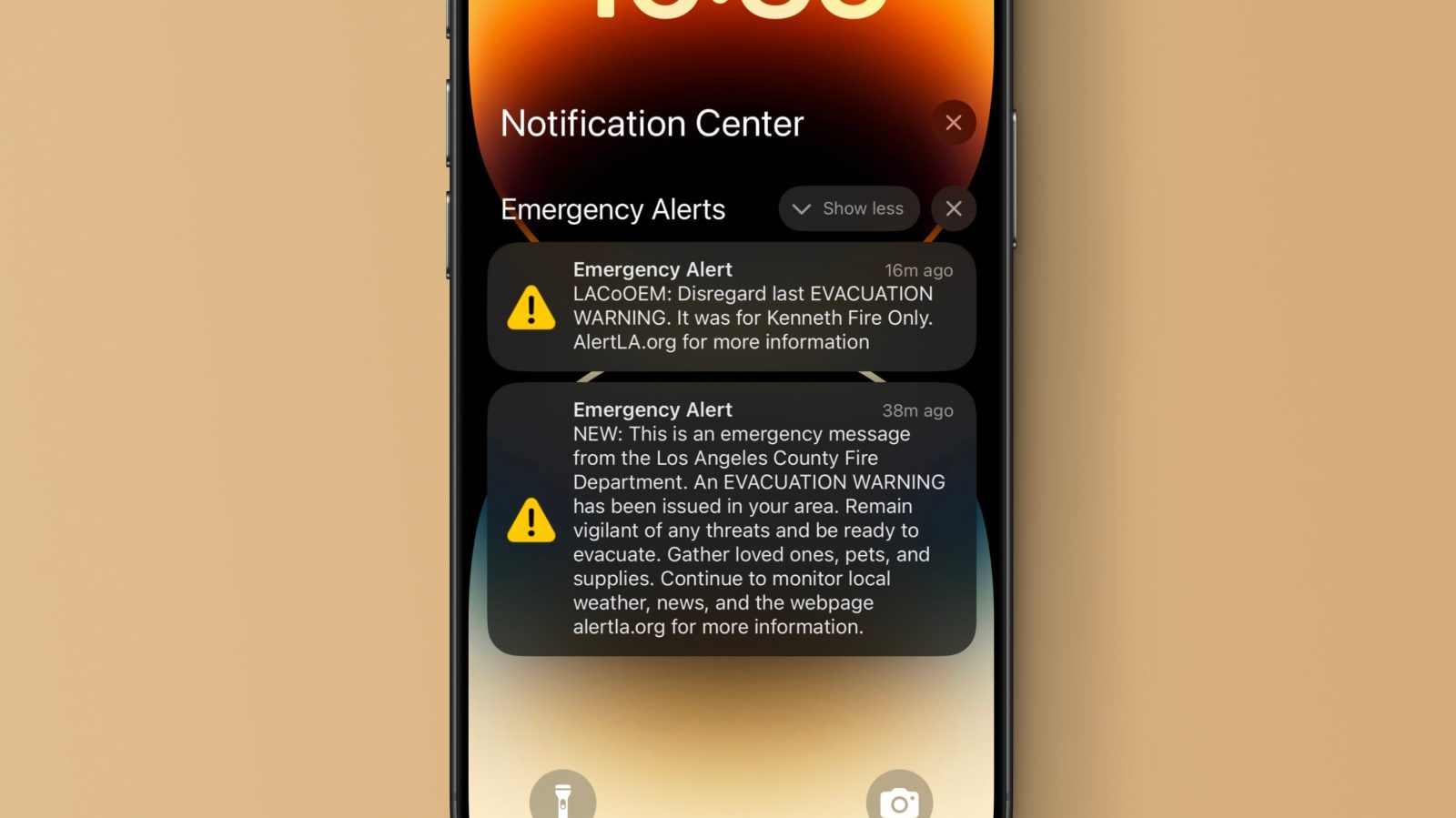 Fejl: Evakueringsovervågning sendt til alle iPhone-brugere i LA