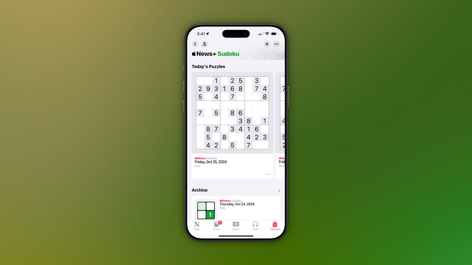 iOS 18.2 beta: Nye daglige sudoku-spil til Apple News+