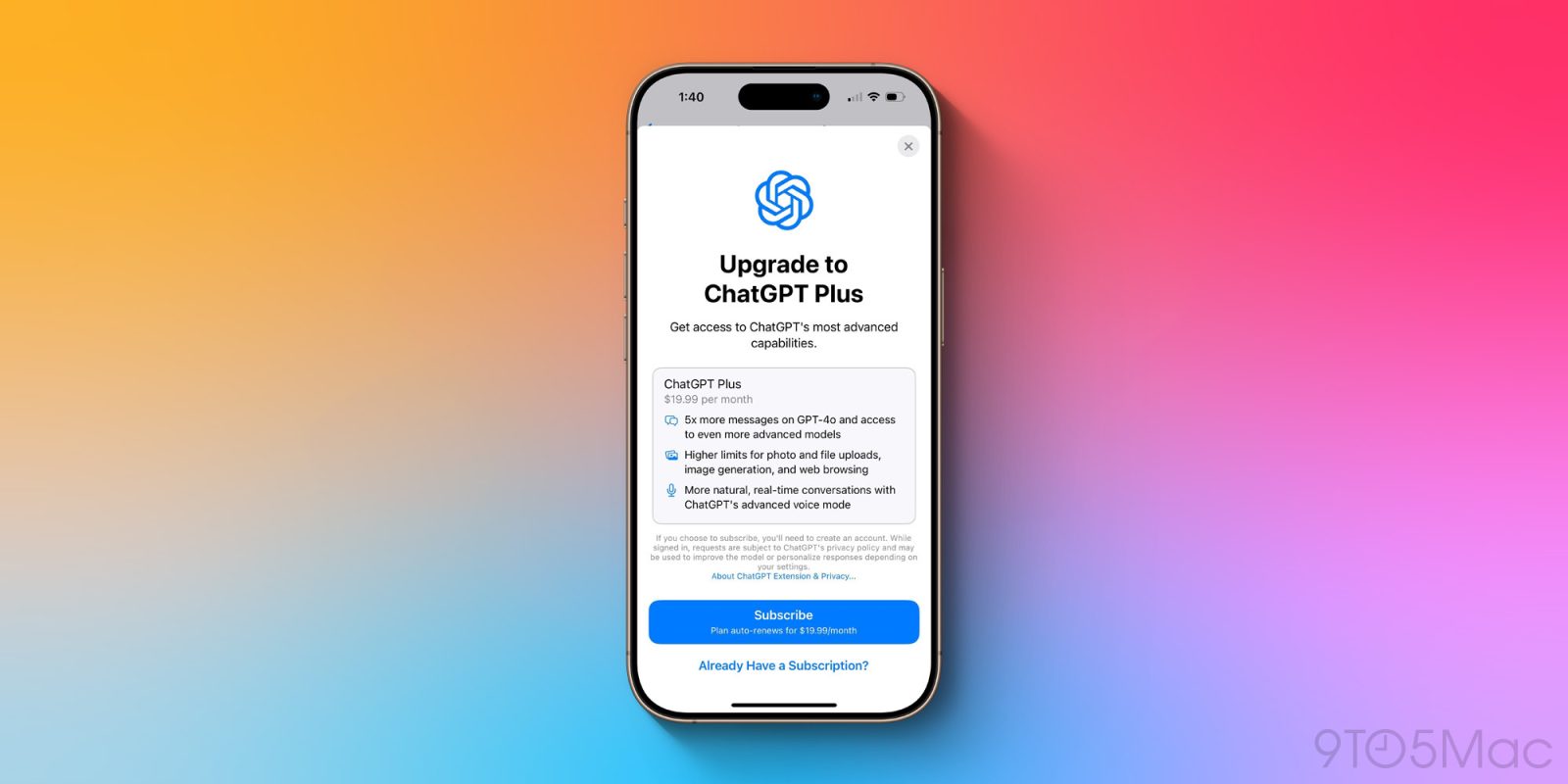 iOS 18.2 beta tilføjer 'Opgrader til ChatGPT Plus' mulighed i indstillingsappen