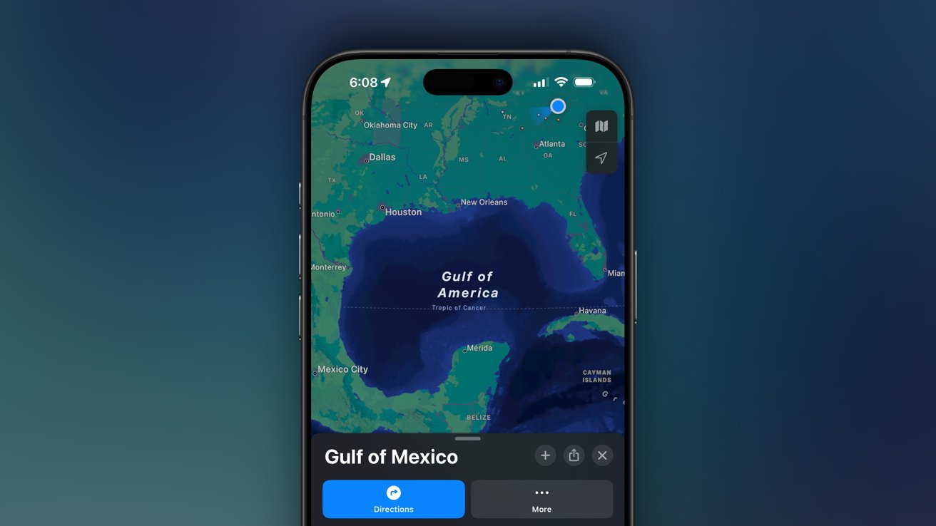 Apple Maps forveksler 'Gulf of America' med Gulfen mexicansk