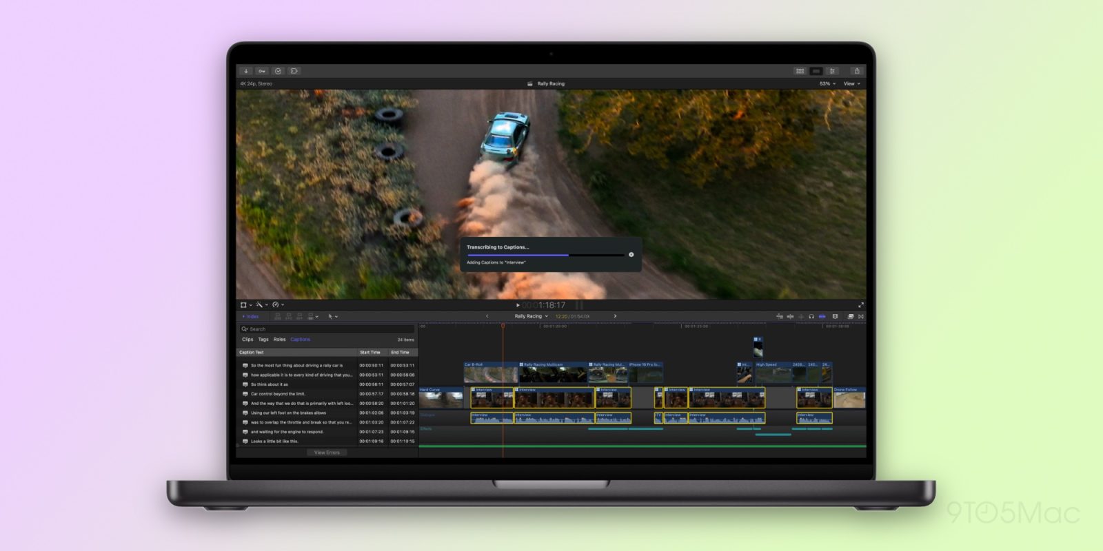 PSA: Final Cut Pro’s nye 'Transcribe to Captions' funktion er kun tilgængelig på engelsk