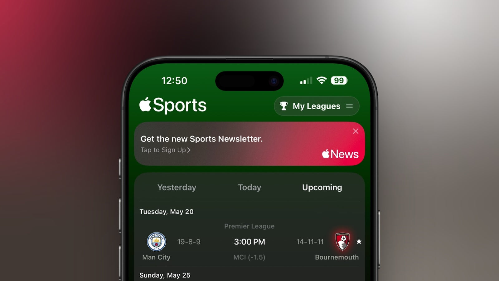 Apples sportsapp opdateres: NHL-mål, stillinger og nyhedsbrev